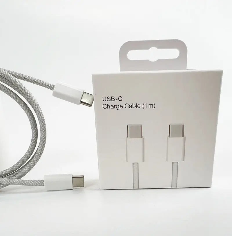 Cable USB-C compatible con iPhone, iPad y Telefonos con conexion USB-C 60W (1m) Blanco