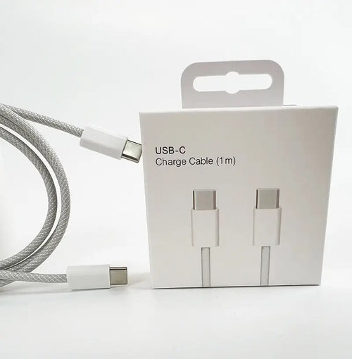 Cable USB-C compatible con iPhone, iPad y Telefonos con conexion USB-C 60W (1m) Blanco
